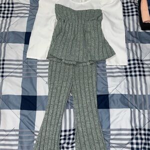 Gray Ribbed Knit Women's Jumpsuit